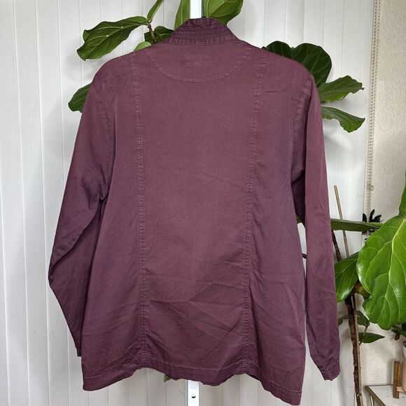 Iridium Jacket Shirt Button Up Minimalist Top Burgundy Pockets Size S - Picture 7 of 7